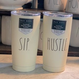 Rae Dunn “SIP” & “HUSTLE” Stainless Steel Tumblers
